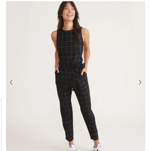 Marine layer eloise belted jumpsuit windowpane